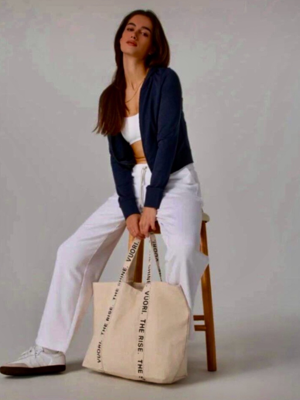 Vuori The Rise The Shine Limited Edition Large Canvas Tote Bag Beige